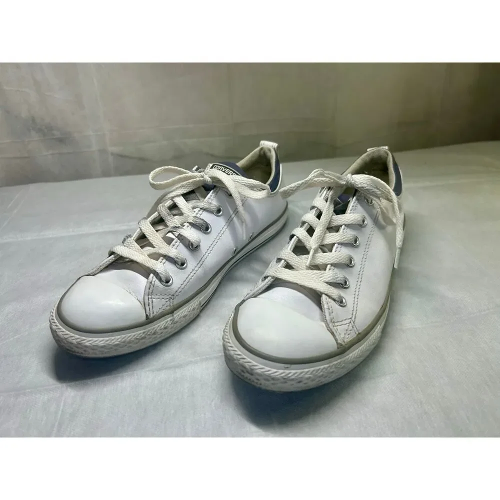 Converse All Star White Leather Low Top Junior Size 5